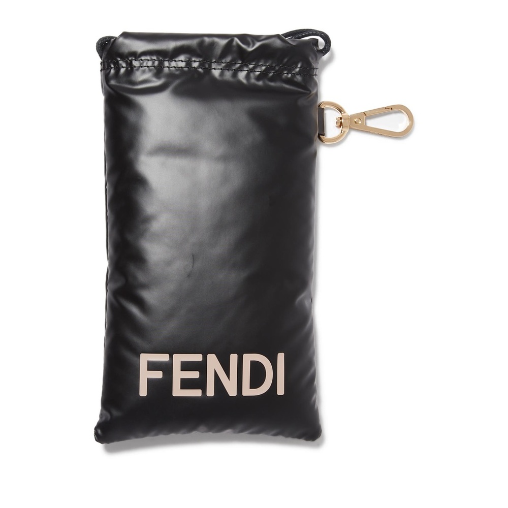 FENDI Logo Padded Nylon Sunglasses Pouch Keychain in Black - Picture 2 of 6